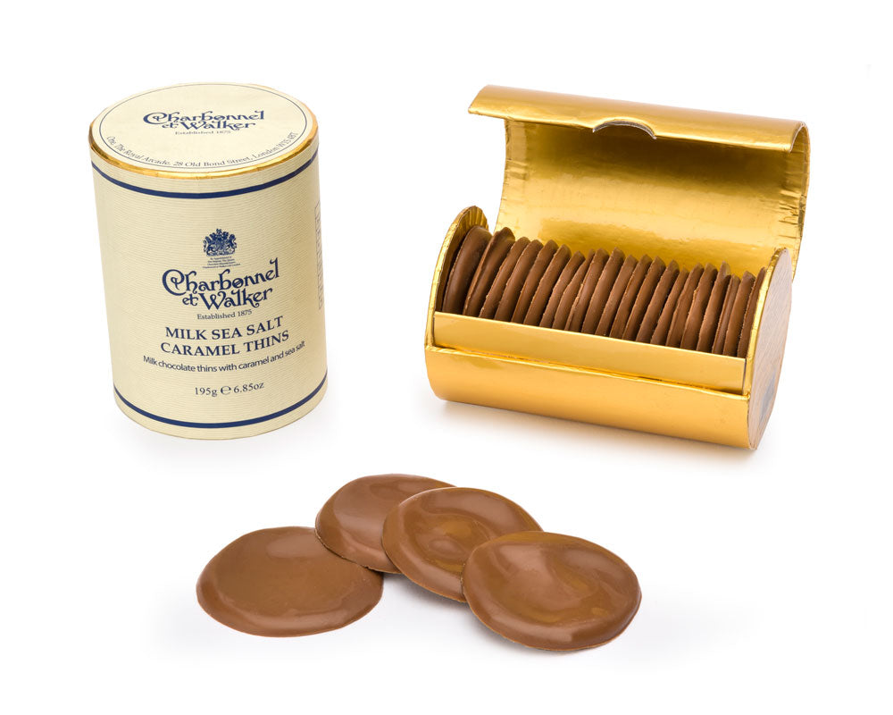 Milk Chocolate Thins with Caramel & Sea Salt 200g