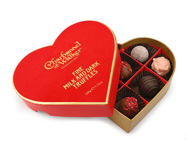 100g Red Velvet Heart – Milk & Dark Truffle Selection