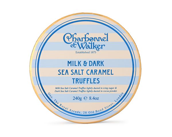 Milk and Dark Sea Salt Caramel Striped Box 240g