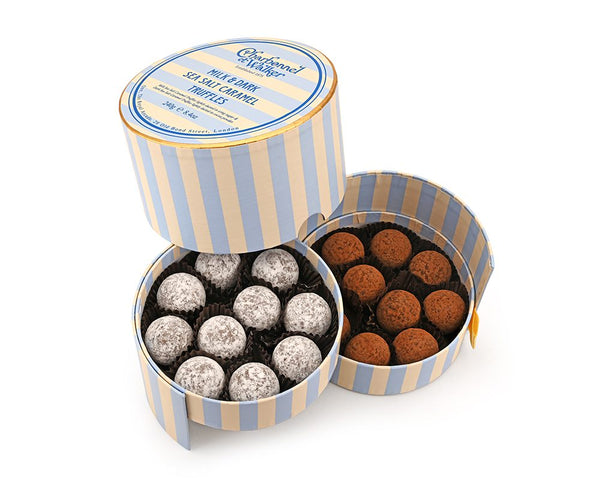 Milk and Dark Sea Salt Caramel Striped Box 240g